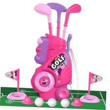 Toddler Golf Clubs Set Toy for Girls Ages 1 2 3 4 with Mat, Pink Pink With Mat