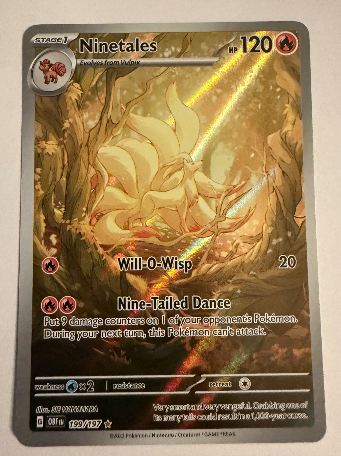 Ninetales 199/197 Illustration Rare Pokémon Obsidian Flames 2023 NM
