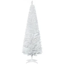 HOMCOM 6ft White Slim Pencil Artificial Christmas Tree with Stand