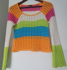 Target Wild Fable Sz Small Cropped Sweater Multi Color Pullover