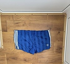 Adidas Trefoil Nylon Sprinter Blue Shorts Shiny Glanz Retro Vintage 80s Men s L