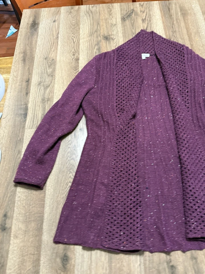 Suéter Studio Works, Para Mujer Talla Grande, Púrpura, Cárdigan Abierto, Tejido Foto 4 de 4