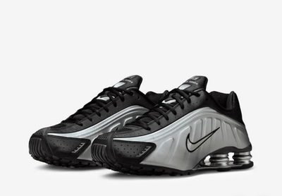 Nike Shox R4 Shoes Metallic Silver Black HQ1988-007 Mens Sizes New