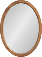 18x24" Oval Farmhouse Wall Mirror Natural Rustic Wood Frame Decorative