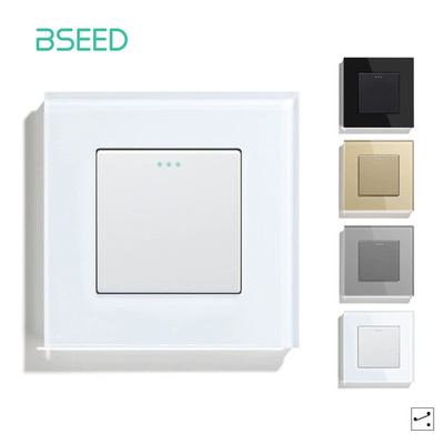 Wall Switches Button 1/2/3Gang 2Way Glass Panel Mechanical Stair Light Switches 
