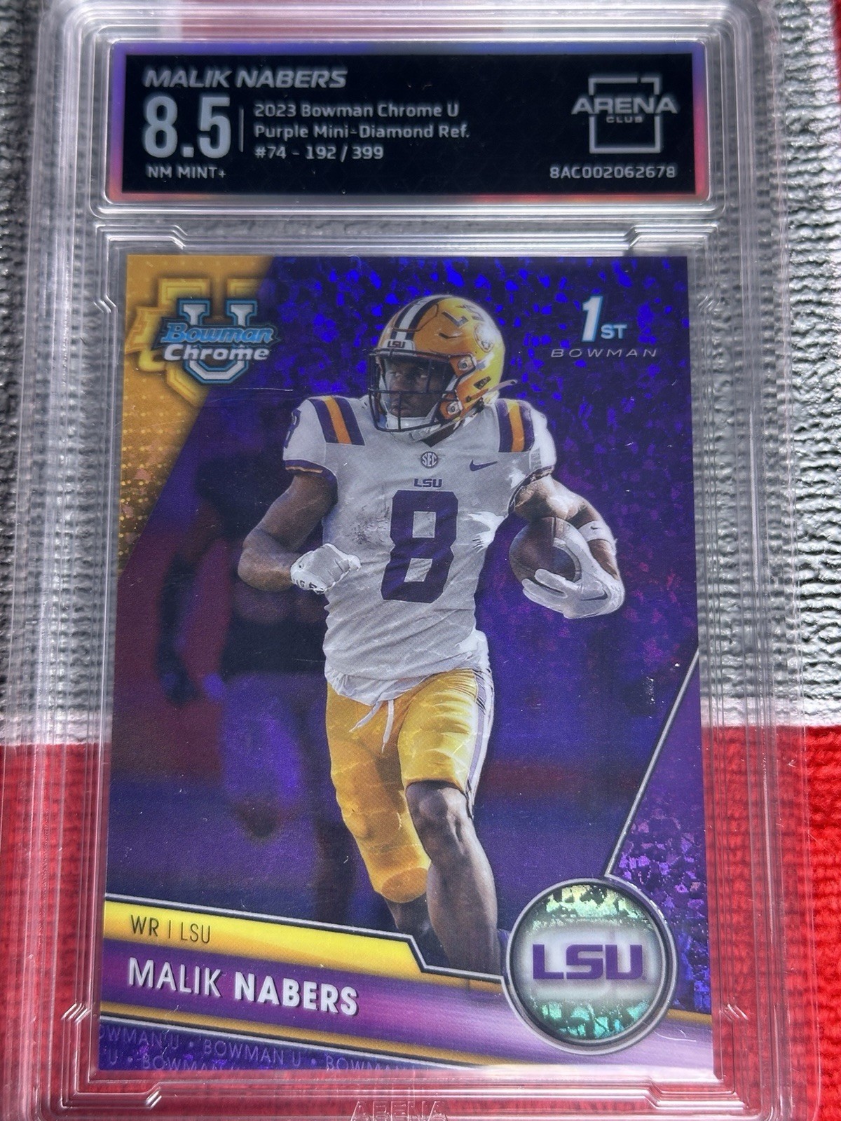 2023 Bowman Chrome University Malik Nabers 74 Purple Mini Diamond Refractor /399