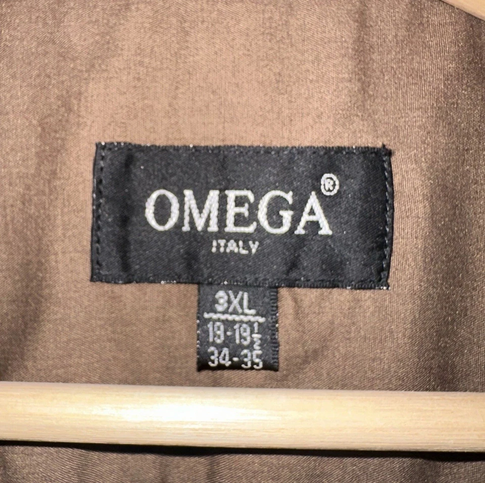 Camisa de vestir Omega Italia para hombre 3XL marrón manga larga vacaciones trabajo grande y alta Foto 2 de 3