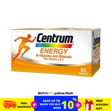 New Centrum Energy B-Vitamins and Minerals + Vitamin C & E 60's Free Shipping