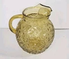 Anchor Hocking Crinkle Ball Pitcher Lido Milano Amber Honey Gold Vintage