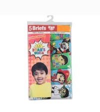 Ryan's World ~ Boy's Briefs 5-Pair Underwear Handcraft Cotton ~ Size-8