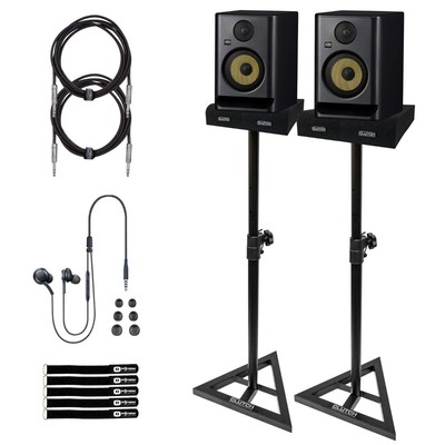 KRK Generation 5 Rokit RP5 G5 5'' Powered Studio Monitor Speakers w TRS & Stands