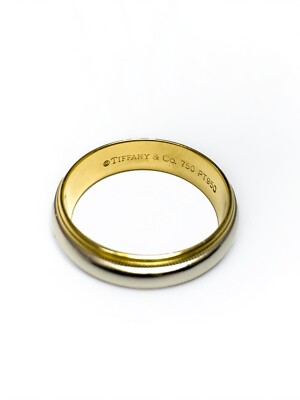 18K 750 Yellow Gold and 950 Platinum Milgrain Tiffany & Co Wedding 18K 750 Yellow Gold and 950 Platinum Milgrain Tiffany & Co Wedding