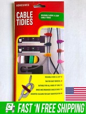 8/16/32/64 PCS CABLE COMPUTER WIRE TIES TIDIES WRAP REUSABLE HOOK LOOP ADHESIVES