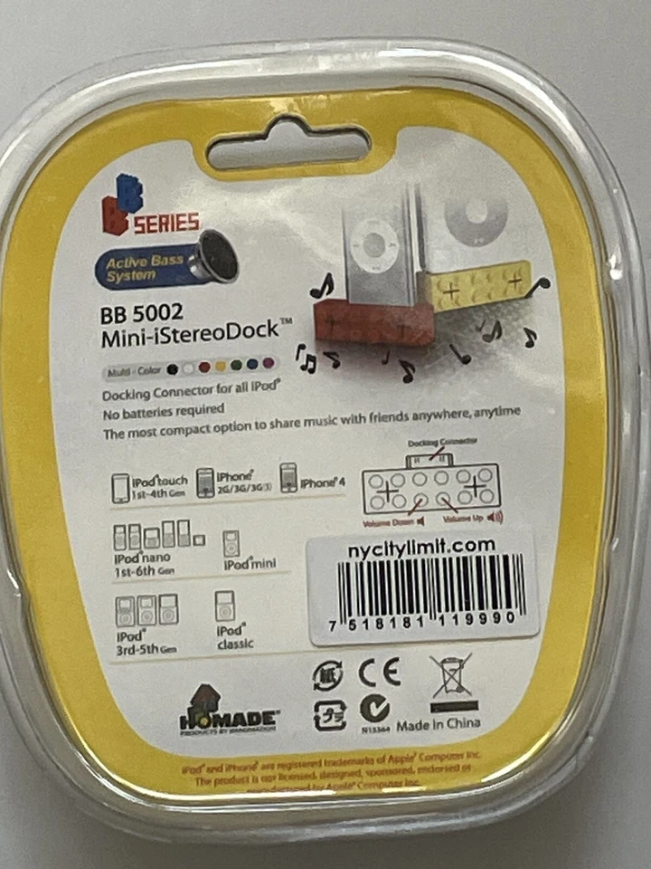 Vintage HOMADE BB5002 Brick Mini-iStereoDock Mini Speaker For old iPod & iPhone - Image 3 of 4