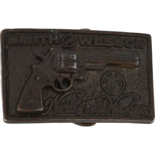 S & W Smith Wesson Revolver Gun Cowboy Western 1970s Vintage Belt Buckle - Picture 1 of 2