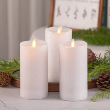 Luminara Flameless Wax Pillar Candle with Remote Moving Flame for Party Decor