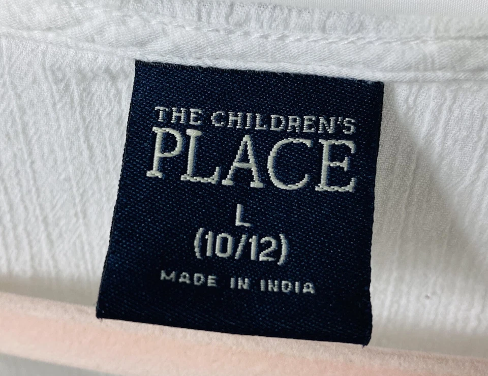 The Children’s Place Top Long Sleeves Size L(12-14) White Embroidered V-neck - Image 4 of 4