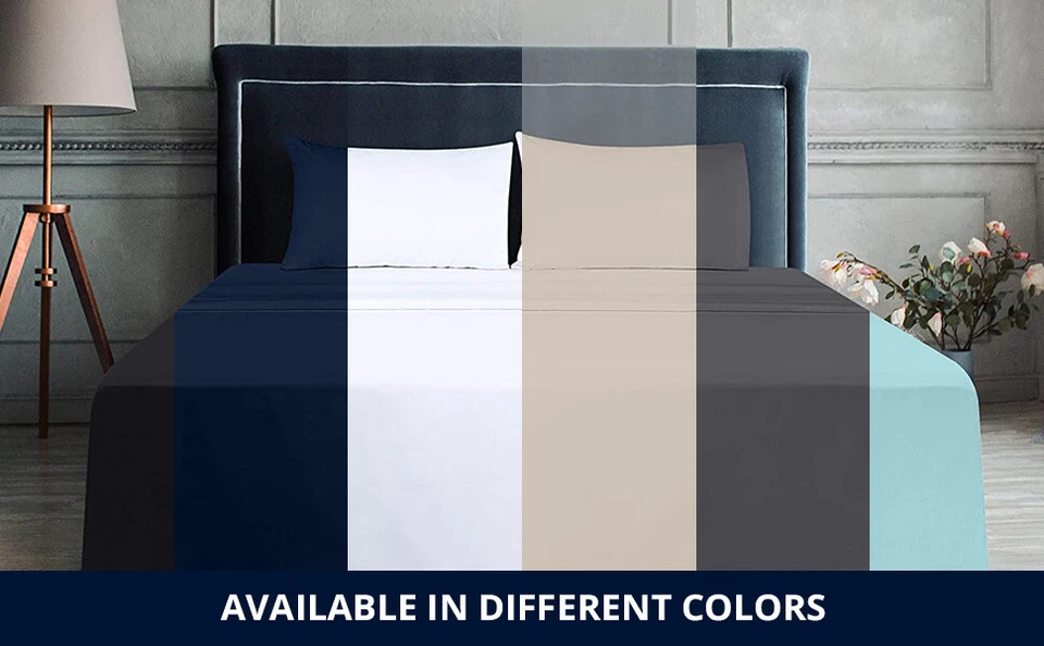 Paquete de 6 sábanas planas de microfibra cepillada calidad hotelera ropa de cama utopía Foto 2 de 4