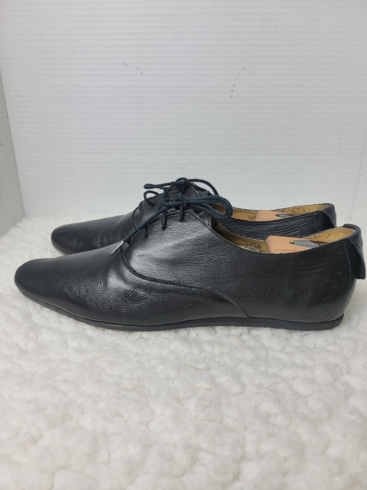 SAOLA Scarpe uomo H By Hudson Oxford taglia 10 nere pelle stringate eleganti punta mandorla
