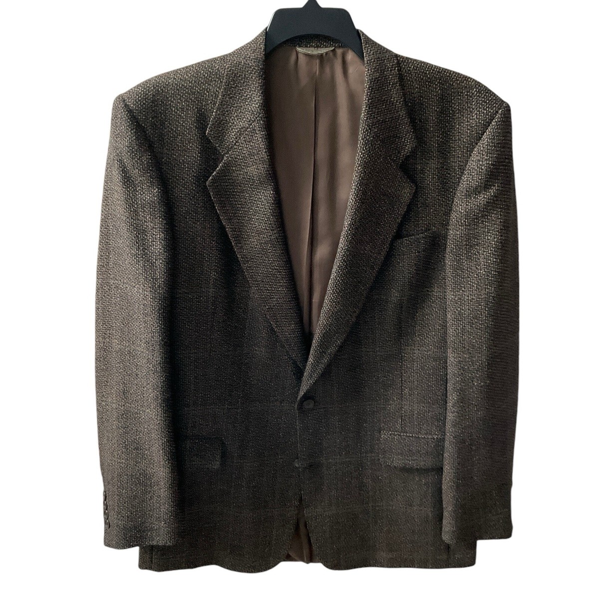 Christian Dior 44L Blazer Sport Coat Jacket Brown Plaid Wool Made 