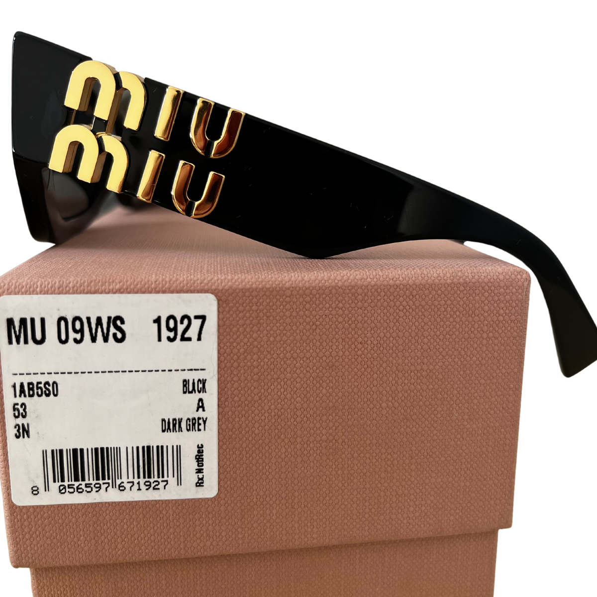 Miu Miu MU 09WS Runway Women's Rectangle Sunglasses - Black