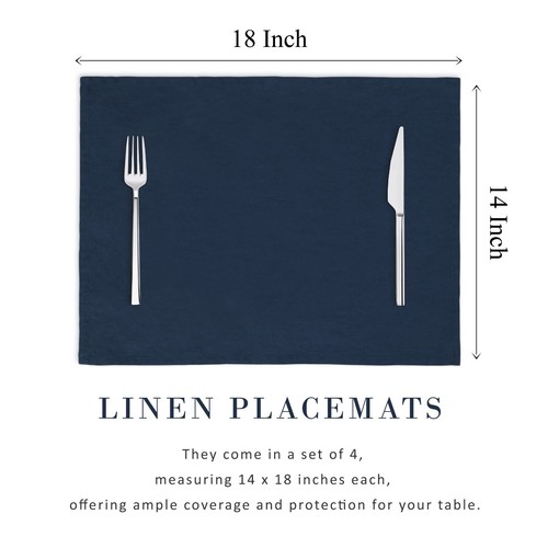 100% Pure Linen Natural Placemats 14 x 18 Inch Eco-Friendly Table Mats Set of 4 - Picture 21 of 37