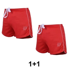 2 Pack: DEFY NEW MENS WORKOUT GYM TRAIN SPORTS RUNNING CASUAL FITNESS SHORTS RED