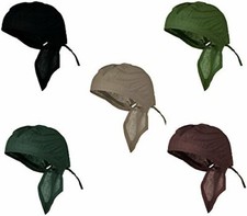 Black Brown Olive Green Hunter Tan Bandana Doo Cap Du Rag Set Headwrap Skull Cap
