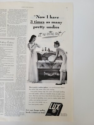 1946 Lux soap woman in slip I have 3 times pretty undies panties vintage ad