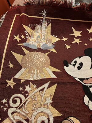 Walt Disney World ミッキーマウス タペストリー ラグ Walt Disney World Mickey Mouse Tapestry Throw Blanket Woven Design
