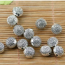 8pcs tibetan silver plated 2sided delicate nice beads EF1773