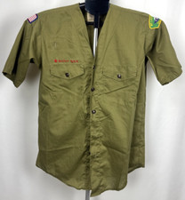 Boy Scouts of America Green Uniform Shirt w/ Patches Adult Medium Approx