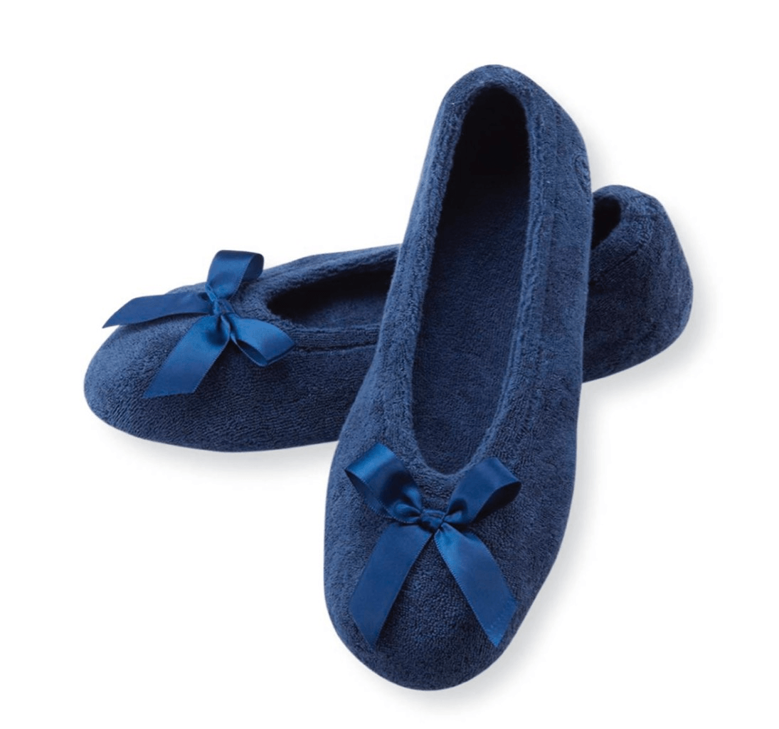 Isotoner Womens XL French Terry Ballerina Flat Slippers