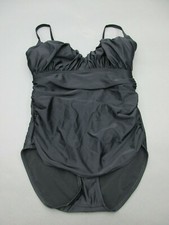 Merona Women's Size L Black One-Piece Lined Nylon Wire Free Swimwear 1L