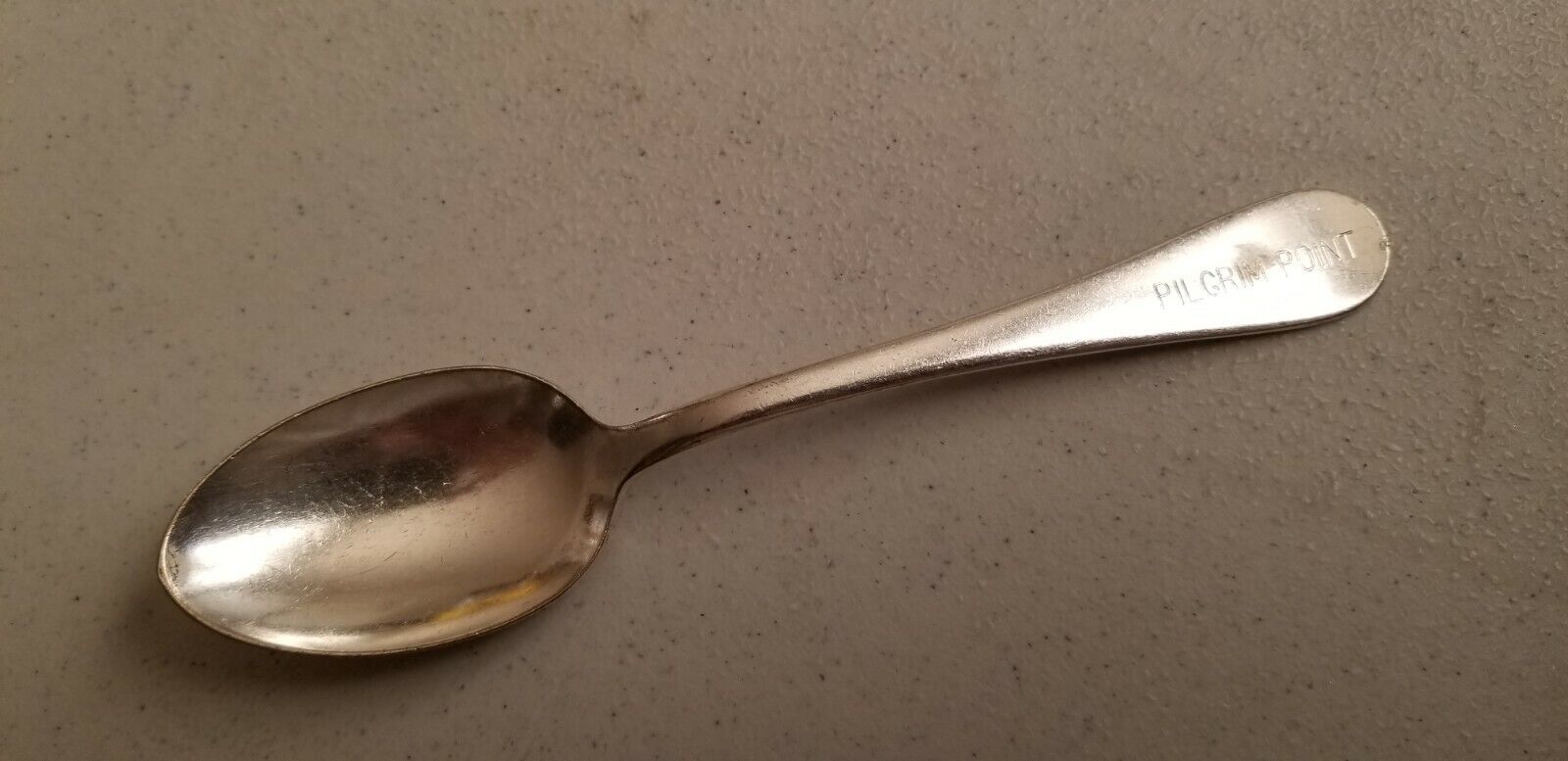 ANTIQUE COLLECTIBLE SPOON 6" H&T MFG CO. SILVER PLATE - PILGRIM POINT