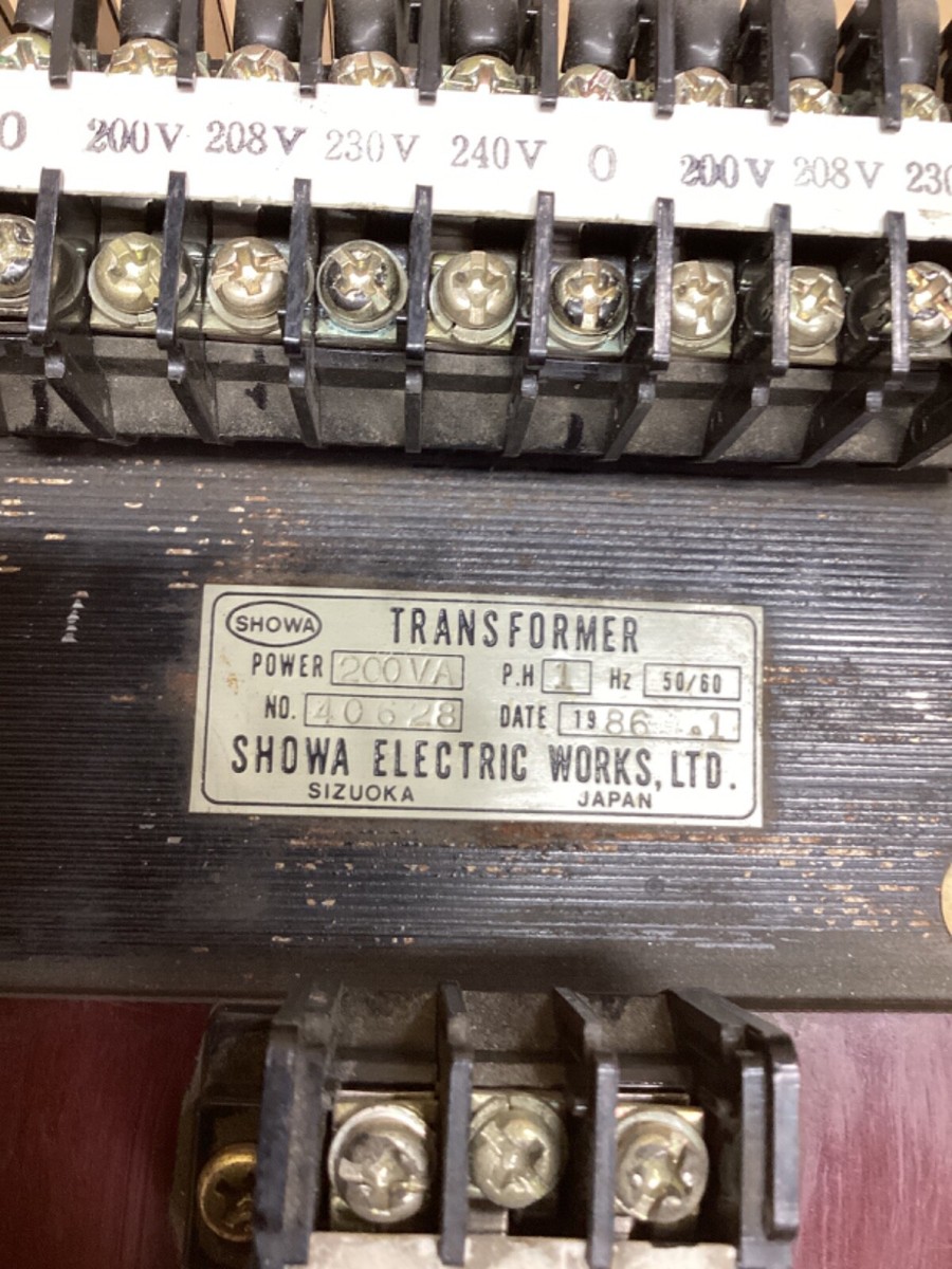 Showa Electric Works Transformer 40628 PH 1 200VA 200v/50