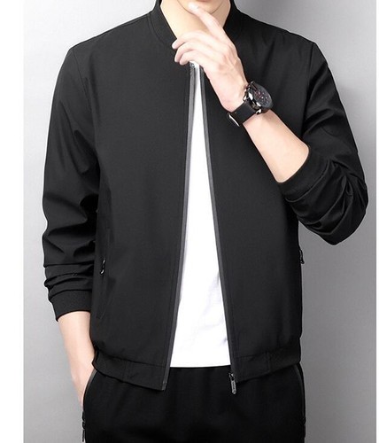 New Spring/ Fall Men's Round Neck Jacket Casual Coat baseball Jacket Long sleeve - Picture 7 of 14