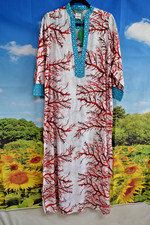ANTICA SARTORIA 2026 S/M AQUA WHITE CORAL V NECK LONG MUMU/DRESS/KAFTAN NWT