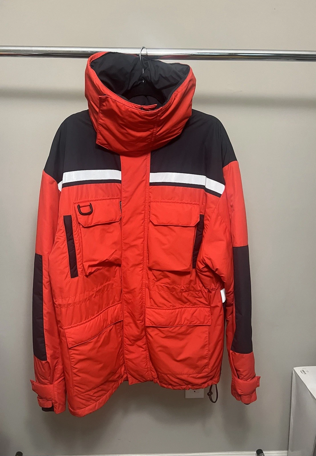 Balenciaga Giacca Parka Sci Nylon 602027 Rosso Nero Taglia 44 Demna