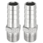 2 Pcs 3/4" Barbed 1/2" NPT Thread, 304 Stainless Steel Barb Hose Fittings