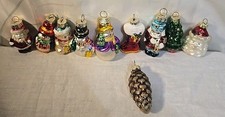 SALE 10pc Vintage Mercury Glass Christmas Ornaments Tree Santa Snowman Pinecone