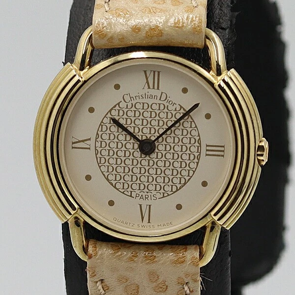 Montre femme Christian Dior cadran ivoire quartz stock mort 58.121