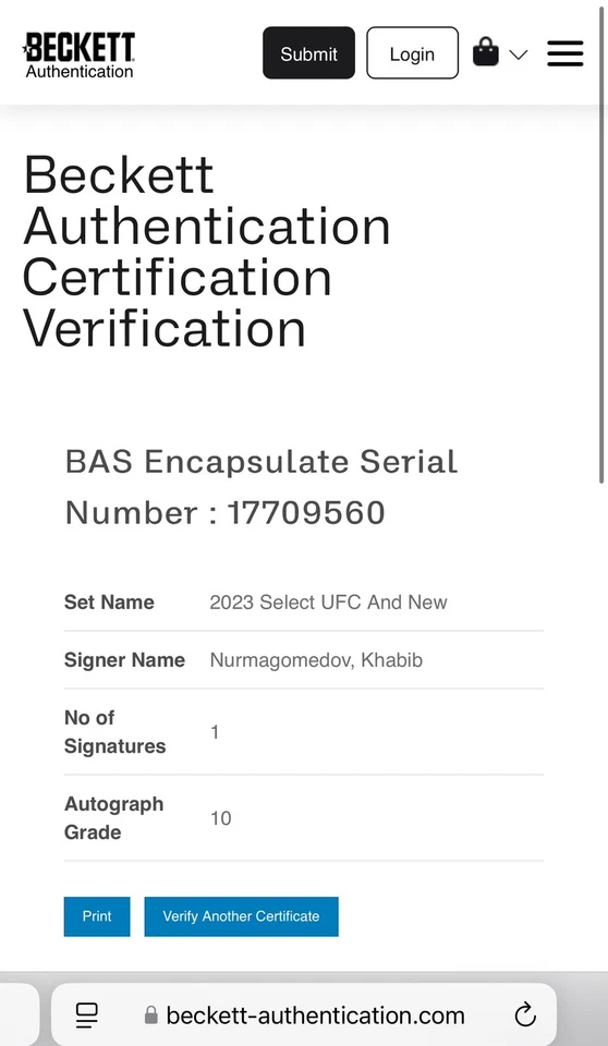 Khabib Nurmagomedov Signed UFC Select AND NEW Card IP Slabbed Beckett BAS a - Image 3 of 3