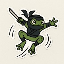 Frog as Ninja 9x9 cm Car Decal