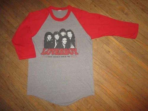 80s LOVERBOY GET LUCKY TOUR '82 CONCERT T SHIRT Raglan J 1980s vintage concert t-shirt, vintage, single stitch, B+ condition