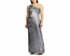 Ralph Lauren Women's Sleeveless Asymmetrical Neckline Maxi Evening Sheath Dress