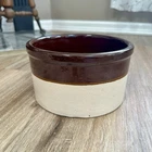 VTG RRP Co Roseville Pottery Brown & Cream Open Stoneware Crock Ohio 8" Wide x 5