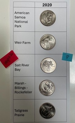 2020 America the Beautiful Quarter set of 5 (P mint) most from mint rolls