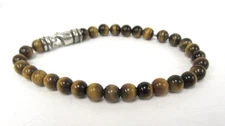 David Yurman Men's Sterling Silver Tiger's Eye Spiritual Beads Bracelet 7.25"