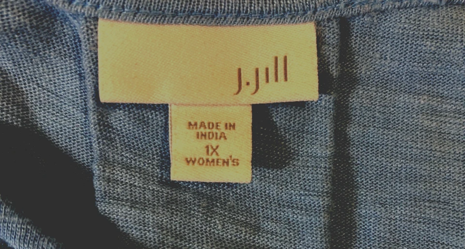 J. Jill A-Line Dress Plus Size 1X Light Blue Sleeveless Pleated Pockets Cotton - Image 3 of 4